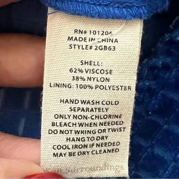 Soft Surroundings Ivy Shirt Women Sz M Velvet Burnout Cobalt Blue Jewel Button - Picture 12 of 13